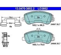 ATE Ceramic Brake pad set 13.0470-3852.2 prepared for wear indicator, excl. wear warning contact with brake caliper screws with accessories