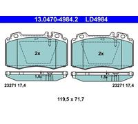 ATE Ceramic Brake pad set 13.0470-4984.2 prepared for wear indicator, excl. wear warning contact MERCEDES-BENZ: ML-Class, S-Class Saloon