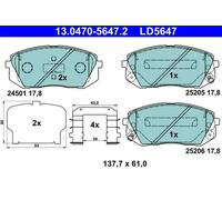Brake pads 13.0470-5647.2 ATE for HYUNDAI KIA