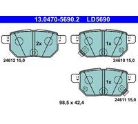 Fits ATE 13.0470-5690.2 BRAKE PADS. TOYOTA T. AURIS/COROLLA/IQ/PRIUS/VERSO/YARIS