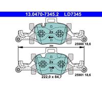 ATE Brake Pad Set 13.0470-7345.2 - Front - Fits BMW 7, 5, 5 Touring, 6 Gran Turismo, X3, X4, X5, X6