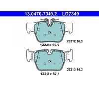 ATE Brake pad set 13.0470-7349.2 prepared for wear warning indicator, excl. wear warning contact MINI: Clubman, Countryman, BMW: 1 Hatchback