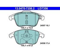 ATE Brake pad set 13.0470-7356.2 not prepared for wear warning indicator, excl. wear warning contact PEUGEOT: RCZ Coupe, 5008 I, DS: DS 5 Hatchback