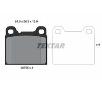 Textar Rear Brake Pads Set 2075506, Genuine OE Full Set of 4 with Accessories, Fits Volvo