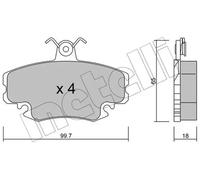 Brake pads 22-0120-0 METELLI for RENAULT PEUGEOT DACIA ALPINE