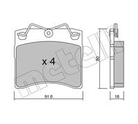 Brake pads 22-0163-0 METELLI for VW TRANSPORTER / CARAVELLE Mk IV Bus