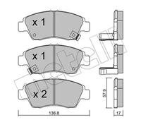 Brake pads 22-0175-0 METELLI for HONDA CIVIC del Sol Mk III CIVIC MK V Hatchback