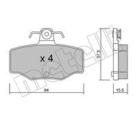 Brake pads 22-0199-0 METELLI for NISSAN PRIMERA PRIMERA Hatchback ALMERA TINO