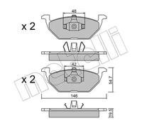 BRAKE PAD SET DISC BRAKE 22-0211-1 FOR VW AQY/AZG/APK/AZJ/AEG 2.0L 4cyl