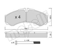 Brake pads 22-0212-0 METELLI for IVECO DAILY II Platform/Chassis DAILY II Van