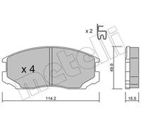 Brake pads 22-0221-1 METELLI for MITSUBISHI COLT Mk V LANCER Mk VI LANCER VII