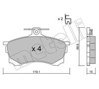 BRAKE PAD SET DISC BRAKE 22-0250-0 FOR MITSUBISHI 4G92 1.6L F8QT 1.9L 4cyl