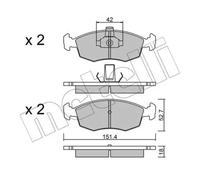 BRAKE PAD SET DISC BRAKE 22-0274-3 FOR FIAT 176A8.000 178E2.000/B5.000 1.2L