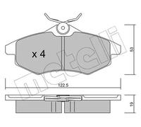 BRAKE PAD SET DISC BRAKE 22-0328-0 FOR CITROEN C3/II/Hatchback/Van C28HR 1.4L
