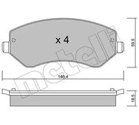 FITS CHRYSLER VOYAGER MK III 2.4 BRAKE PAD SET, DISC BRAKE 2205240 METELLI