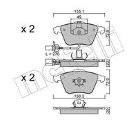 Brake pads 22-0549-1 METELLI for AUDI SEAT