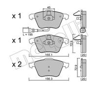 Brake pads 22-0549-4 METELLI for VW AUDI