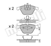Brake pads 22-0558-4 METELLI for BMW X1 3 3 Touring 3 Coupe 3 Convertible