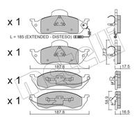 BRAKE PAD SET DISC BRAKE 22-0569-0 FOR MERCEDES-BENZ M 111.977 2.3L 4cyl M-CLASS