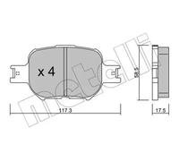 Brake pads 22-0614-0 METELLI for TOYOTA CELICA Coupe COROLLA Verso
