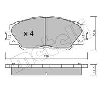 Brake pads 22-0747-0 METELLI for TOYOTA SUBARU