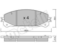 Brake pads 22-0938-0 METELLI for LEXUS TOYOTA SUBARU