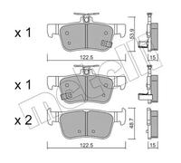 Brake pads 22-1131-0 METELLI for HONDA CIVIC X Hatchback CIVIC XI Hatchback