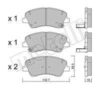 Brake pads 22-1167-0 METELLI for KIA RIO IV STONIC RIO IV Saloon