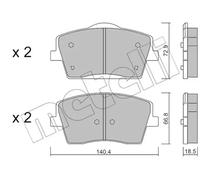Brake pads 22-1186-0 METELLI for VOLVO XC40