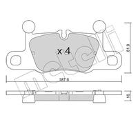 Brake pads 22-1258-0 METELLI for PORSCHE 911 911 Convertible 911 Targa