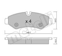 Brake pads 22-1275-0 METELLI for MERCEDES-BENZ SPRINTER 3-t Tourer Bus