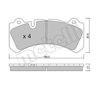 Brake pads 22-1328-0 METELLI for VOLVO S60 II V90 II Estate S90 II V60 I V60 II