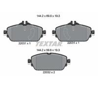 Textar Brake Pad Set 2203101 – Front Axle – Genuine OE, Full Set of 4, Fits Mercedes-Benz
