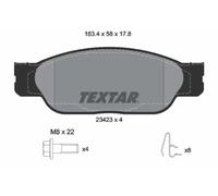 Textar Front Brake Pads Set 2342301 – Full Set of 4 with Accessories – Fits Ford Jaguar Lincoln