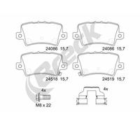 Brake pads 24086 00 704 10 BRECK for HONDA CIVIC VIII Hatchback