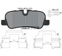 Brake Pads Full Set Of 4 Rear + Accessories 2419204 Textar Land Rover