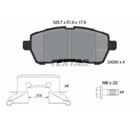 Textar Brake Pad Set 2428302 - Front, 51.7 x 125.6 mm, Full Set of 4 for Ford & Mazda