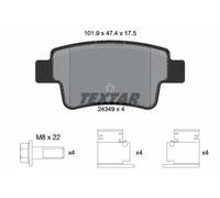 Textar 2434901 Rear Axle Disc Brake Pad Set Fits Fiat