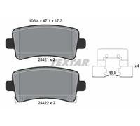 Textar 2442101 Rear Axle Disc Brake Pad Set Fits Chevrolet Opel Saab Vauxhall