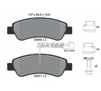 Textar Rear Brake Pads for Disc 2446503 - Set of 4 - Fits Citroën Relay Fiat/Peugeot/Vauxhall