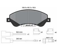 Textar Brake Pads 2448501 - Front Full Set of 4 with Caliper Screws & Wear Warning Contact (Ford)