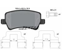 Textar Rear Brake Pads Set 2449602 - Set of 4 + Accessories - Fits Freelander 2, S-Max, V60/V70