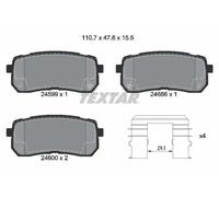 Textar Brake Pad Set 2459901 - Rear Axle Disc Pads, Fits Hyundai & Kia, Genuine OE Set of 4