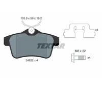 Textar Rear Axle Disc Brake Pad Set 2492204 Full Set of 4 with Accessories Fits Citroen DS