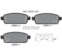 Textar Brake Pad Set 2509606 - Rear Set of 4 - Acoustic Wear Warning - Vauxhall/Opel Astra Zafira