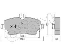Brake pads 822-310-1 CIFAM for MERCEDES-BENZ VANEO