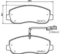 HELLA 8DB 355 015-291 Brake pad set - with integrated wear warning contact - T1969 - for e.g. NISSAN / OPEL / RENAULT / VAUXHALL