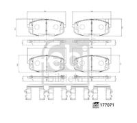 Brake Pads Set Front 177071 Febi 58101G3A00 58101J9A50 58101J9A55 58101M0A00 New