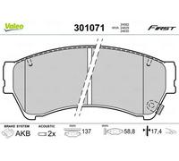 VALEO - Brake pads First - 301071 - Set of 4 pads - Front axle - Fully equipped with mounted accessories