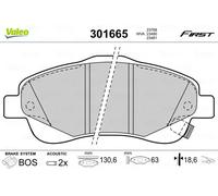VALEO - Brake pads First - 301665 - Set of 4 pads - Front axle - Fully equipped with mounted accessories